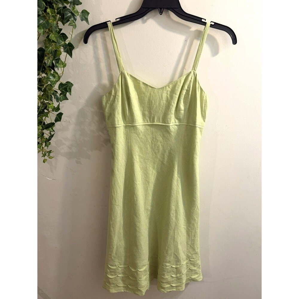 Ann Taylor Loft Linen Dress Sz 6 Green Halter Babydoll Beach Fun Vacation Resort